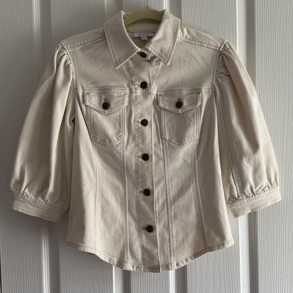 Chico’s Cream Denim Jacket